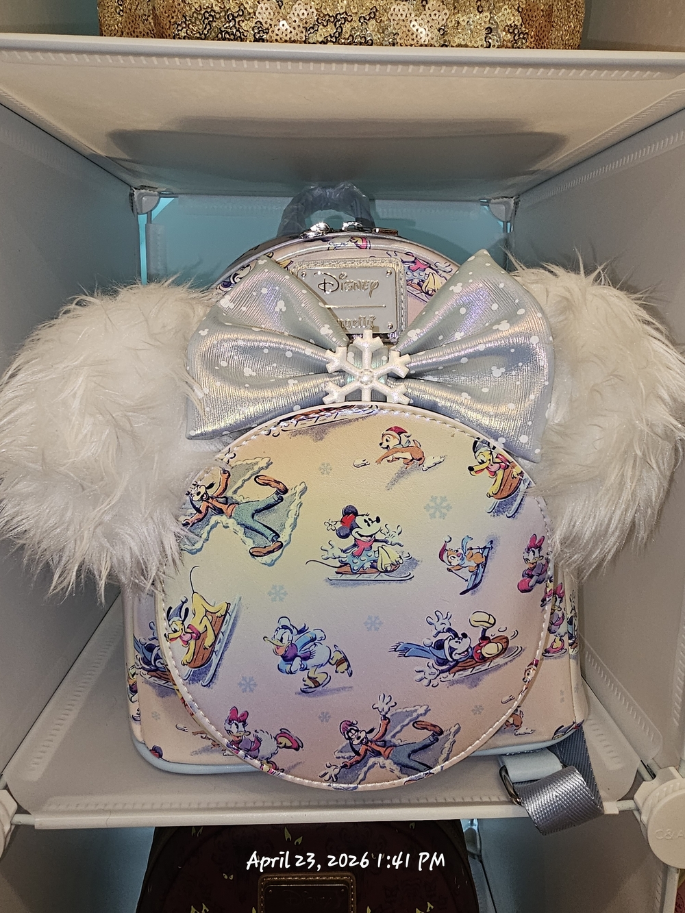 Loungefly Disney Mickey and Friends Winter Wonderland AOP Backpack with Ears